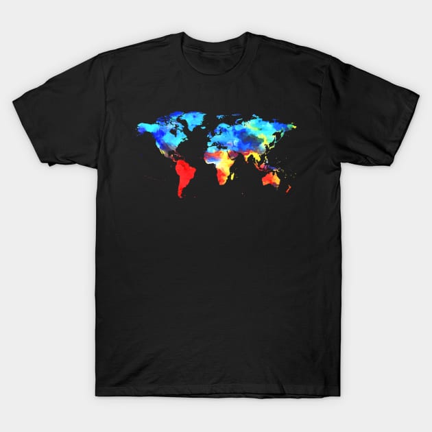 Painted Watercolor Map of the World T-Shirt by riddleparty